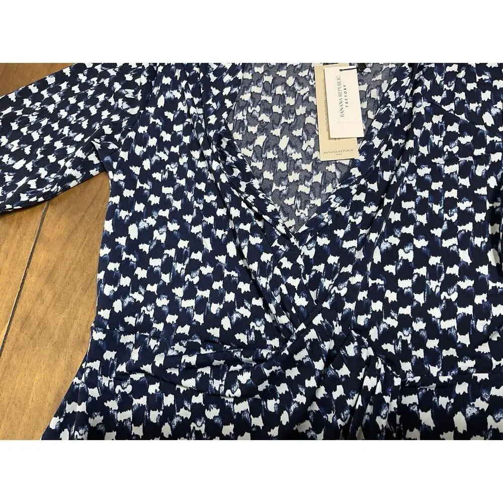 Banana Republic Women's Dress Size PXS Blue Asymmetrical Wrap Dress - Picture 6 of 11